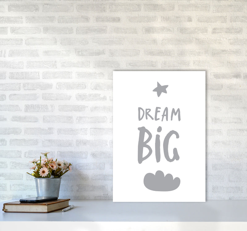 Dream Big Grey Framed Typography Wall Art Print A2 Black Frame