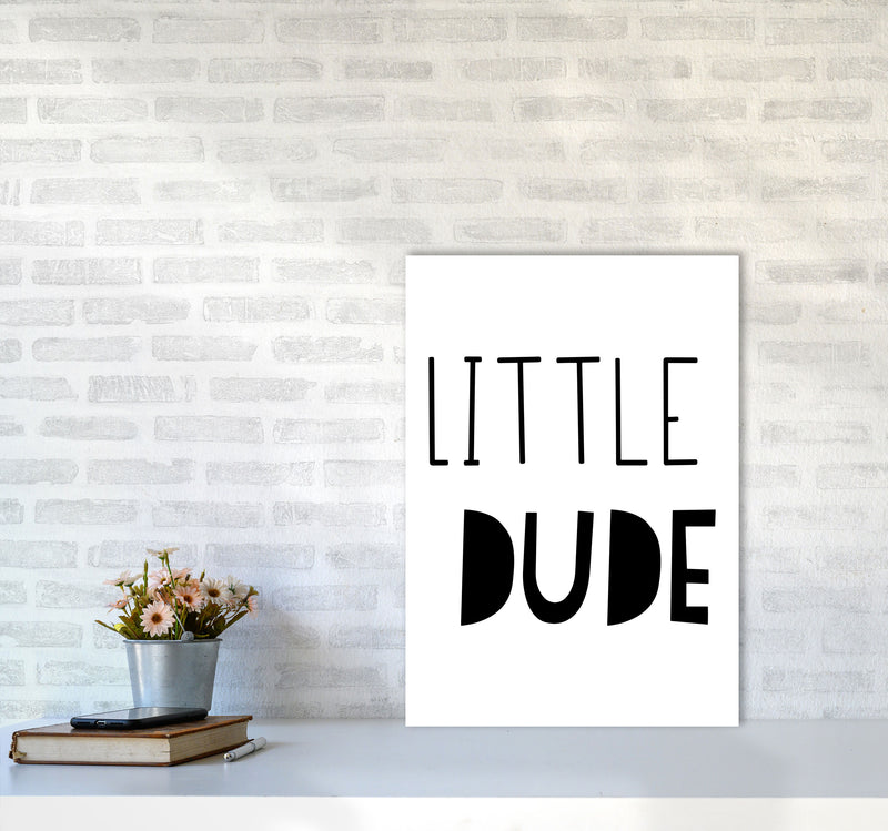 Little Dude Black Framed Nursey Wall Art Print A2 Black Frame