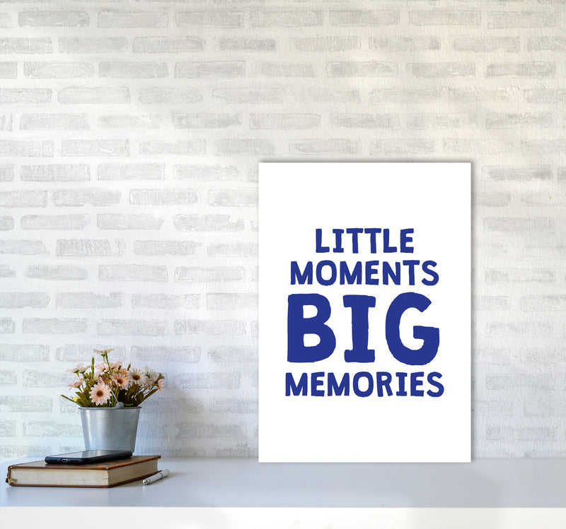 Little Moments Big Memories Navy Framed Nursey Wall Art Print A2 Black Frame