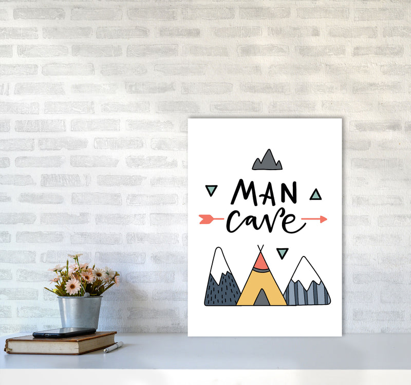 Man Cave Mountains Framed Typography Wall Art Print A2 Black Frame