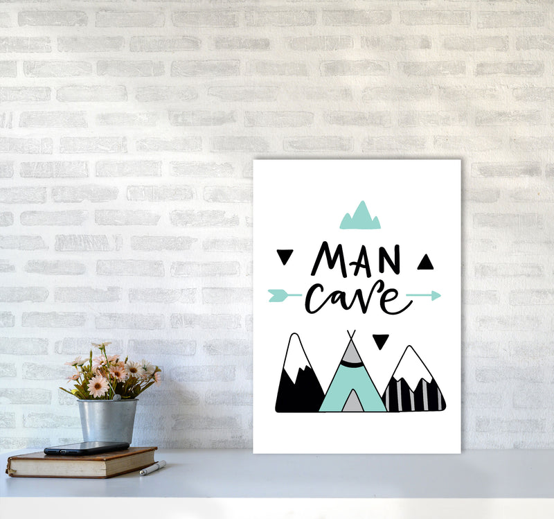 Man Cave Mountains Mint And Black Framed Typography Wall Art Print A2 Black Frame