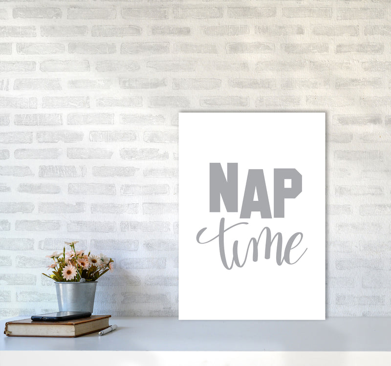 Nap Time Grey Framed Typography Wall Art Print A2 Black Frame