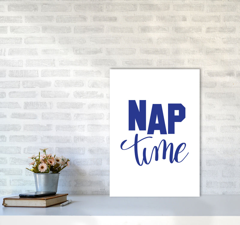 Nap Time Navy Framed Typography Wall Art Print A2 Black Frame