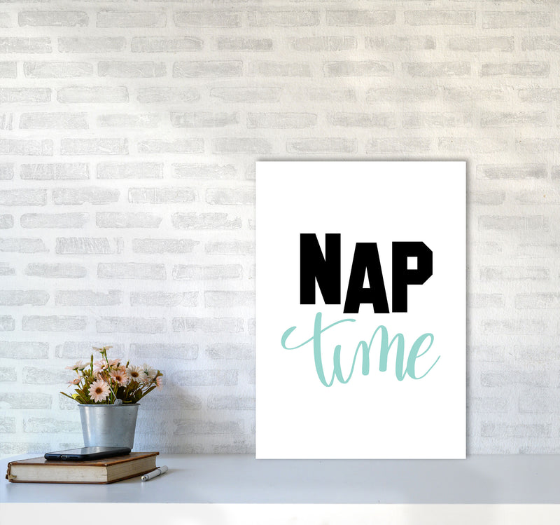 Nap Time Black And Mint Framed Typography Wall Art Print A2 Black Frame
