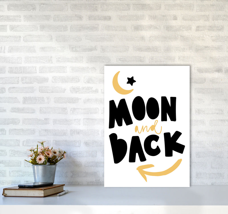 Moon And Back Mustard And Black Framed Typography Wall Art Print A2 Black Frame
