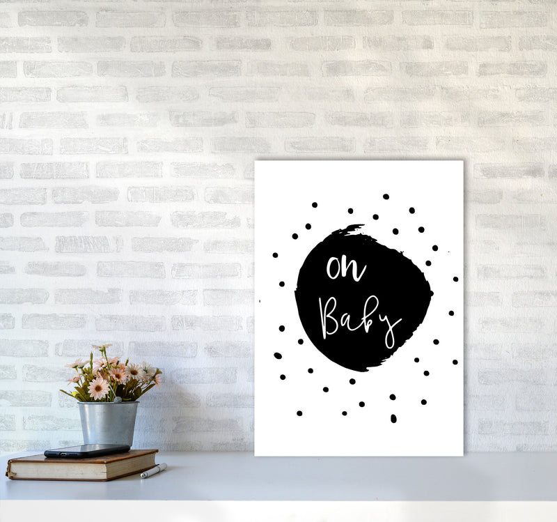 Oh Baby Black Framed Typography Wall Art Print A2 Black Frame