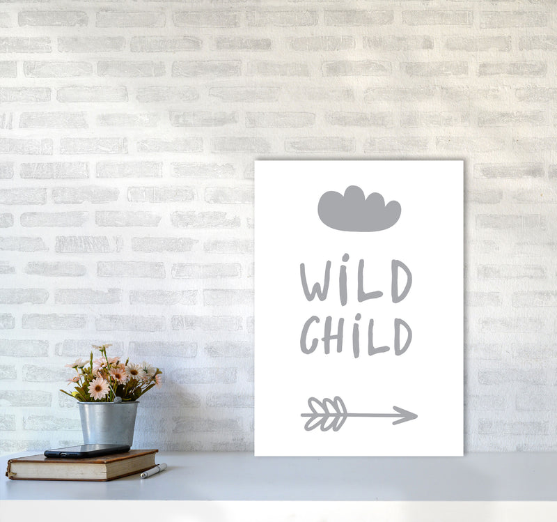 Wild Child Grey Framed Nursey Wall Art Print A2 Black Frame