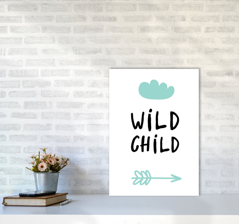 Wild Child Mint And Black Framed Nursey Wall Art Print A2 Black Frame