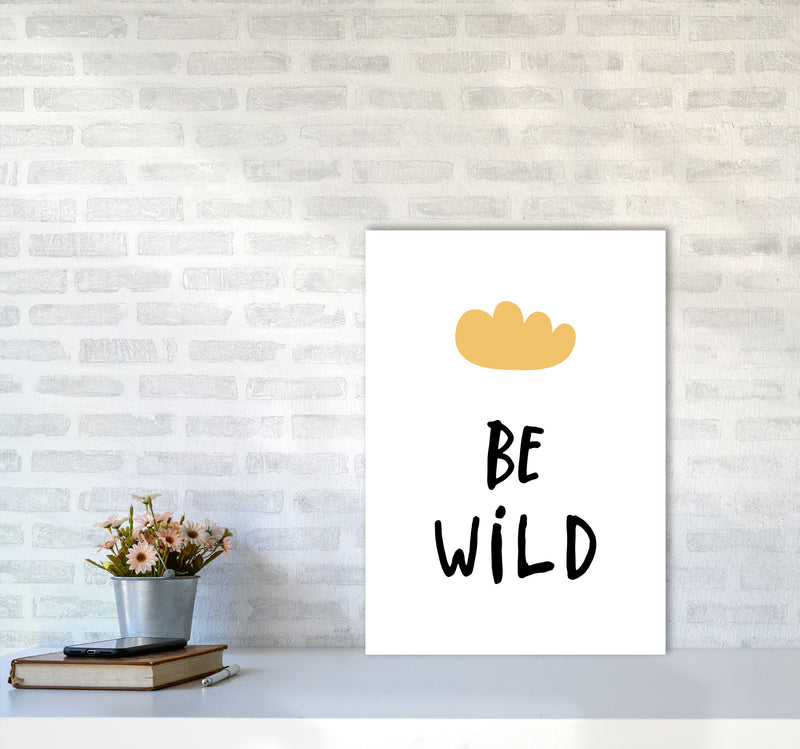 Be Wild Mustard Cloud Framed Typography Wall Art Print A2 Black Frame
