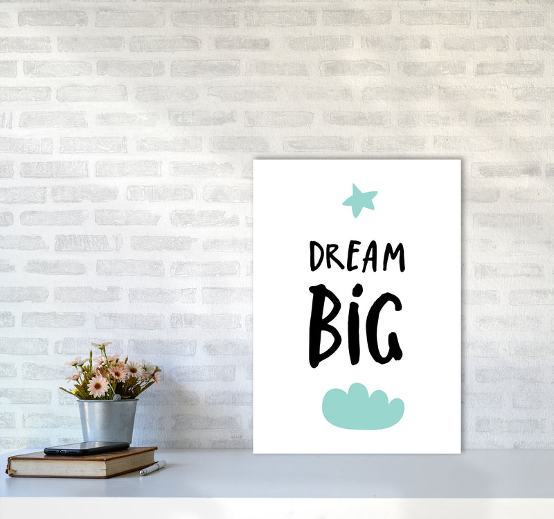 Dream Big Mint Cloud Framed Typography Wall Art Print A2 Black Frame