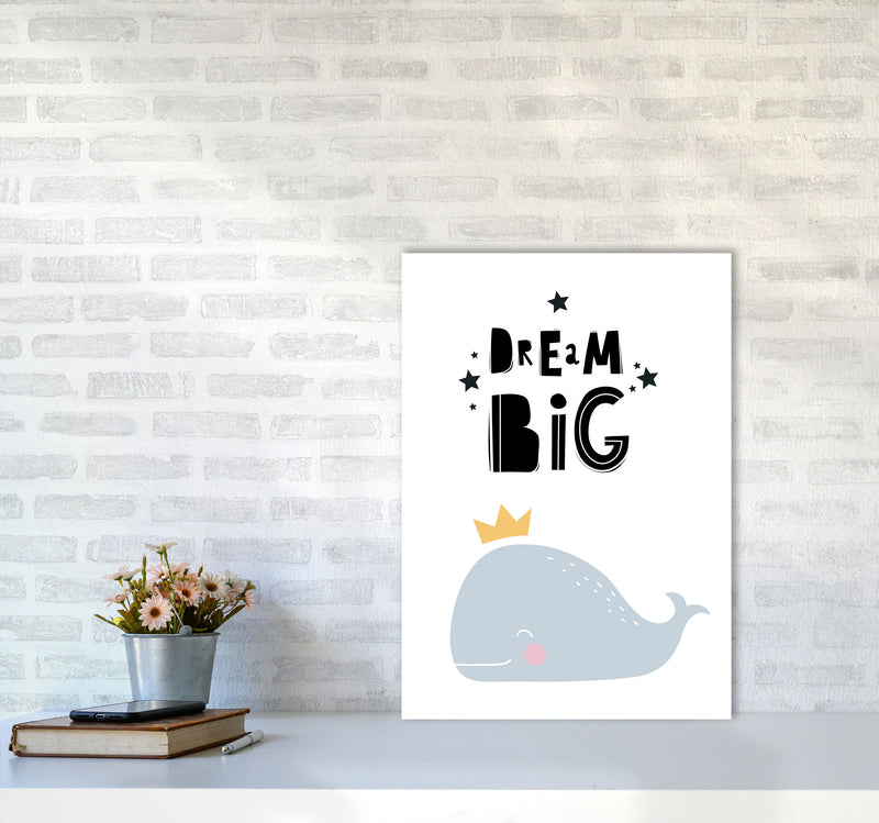 Dream Big Whale Framed Nursey Wall Art Print A2 Black Frame