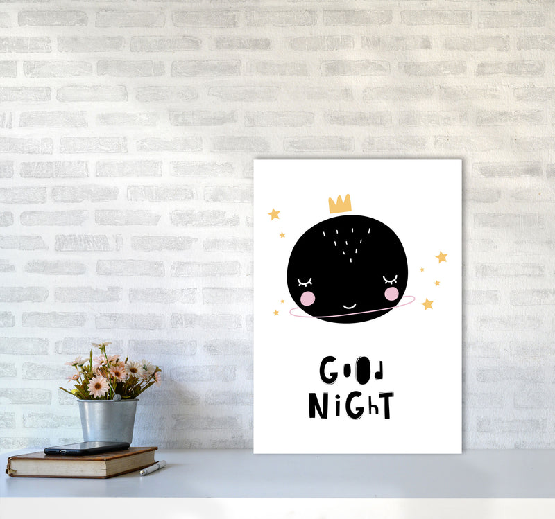 Good Night Planet Framed Nursey Wall Art Print A2 Black Frame