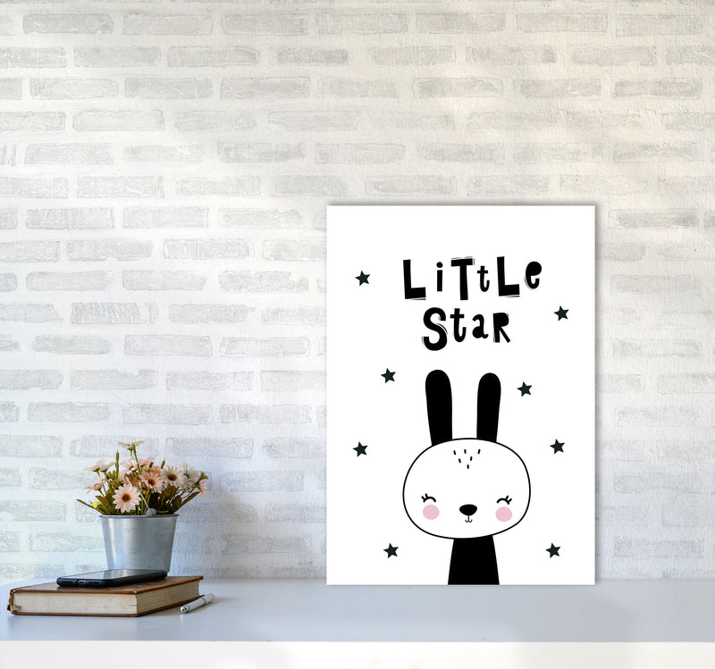 Little Star Bunny Framed Nursey Wall Art Print A2 Black Frame