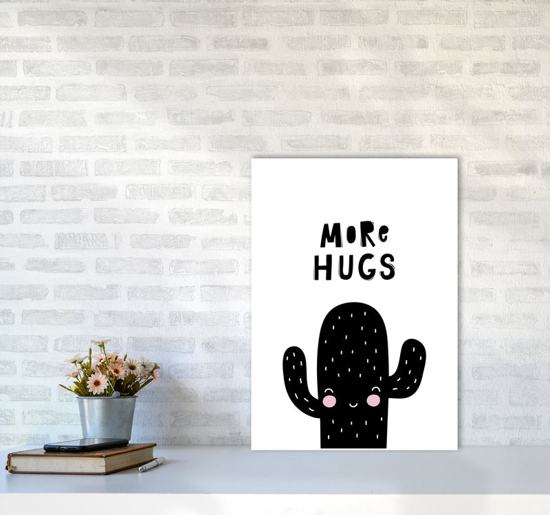 More Hugs Cactus Framed Typography Wall Art Print A2 Black Frame