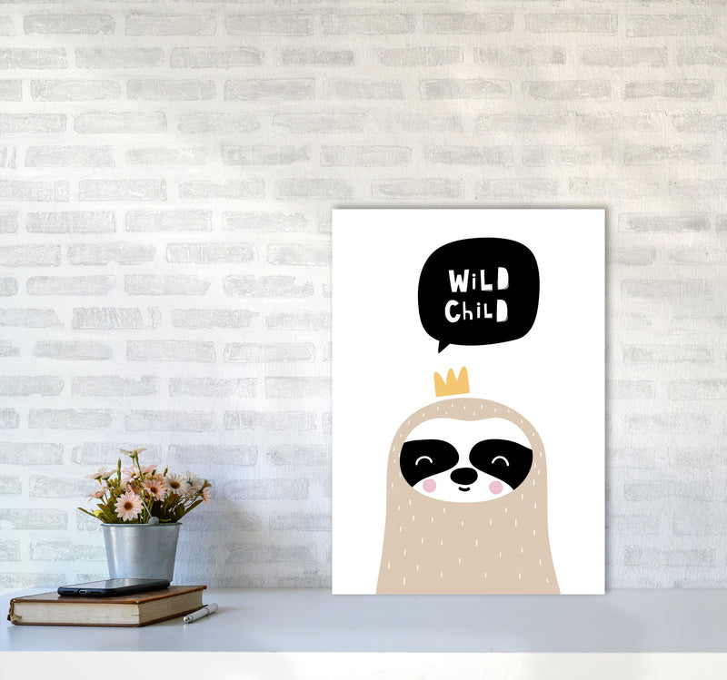 Wild Child Sloth Framed Nursey Wall Art Print A2 Black Frame