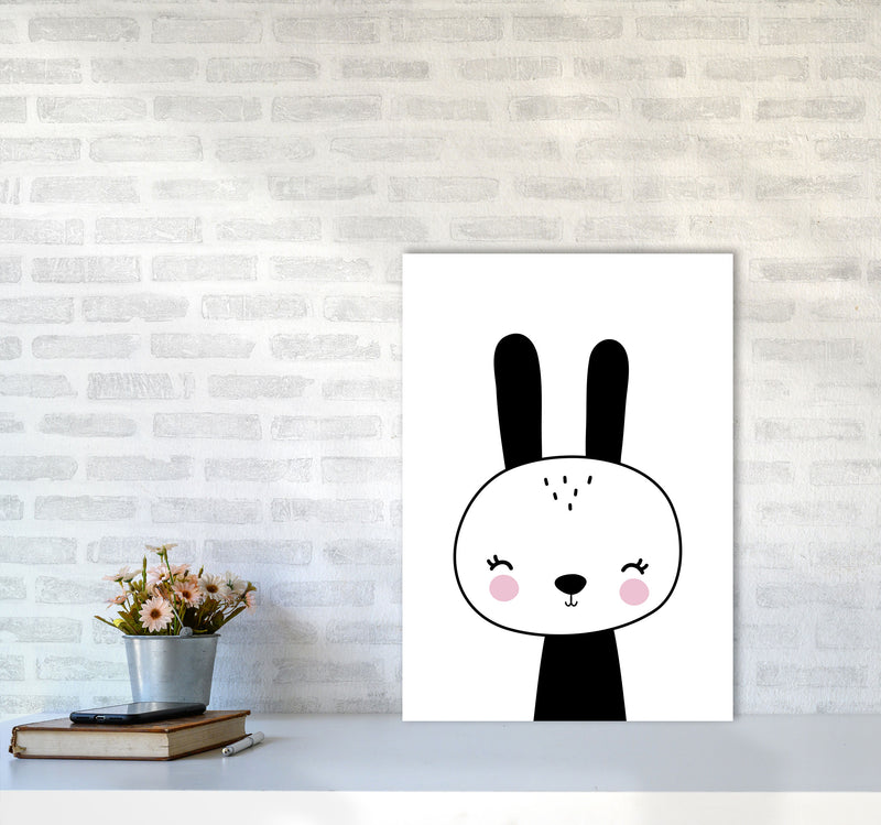 Black And White Scandi Bunny Modern Print Animal Art Print A2 Black Frame