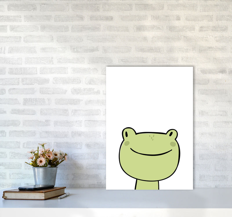 Scandi Frog Framed Nursey Wall Art Print A2 Black Frame