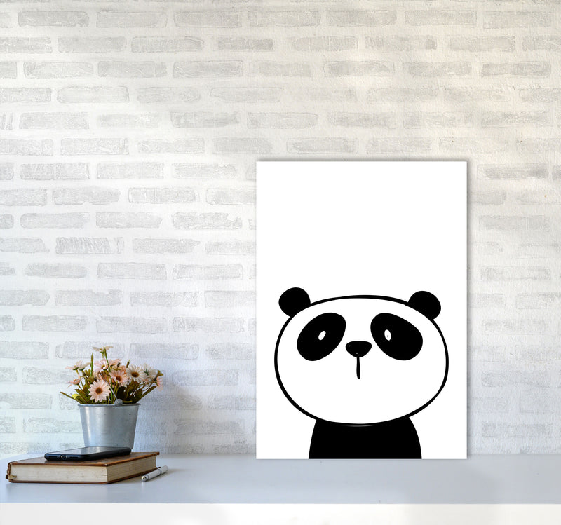 Scandi Panda Framed Nursey Wall Art Print A2 Black Frame