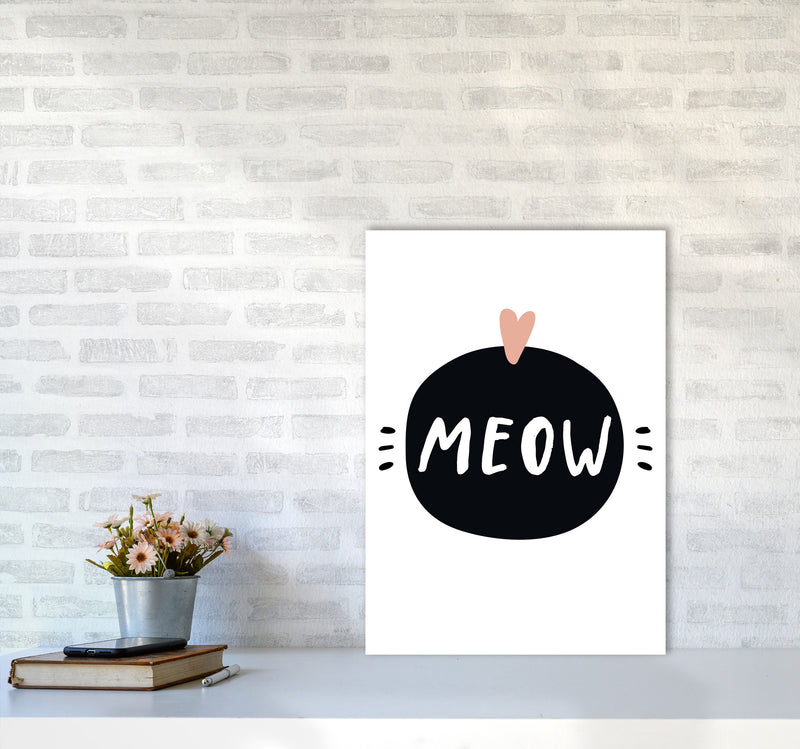 Meow Framed Typography Wall Art Print A2 Black Frame