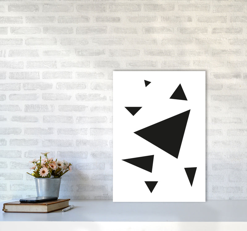 Black Abstract Triangles Modern Print A2 Black Frame