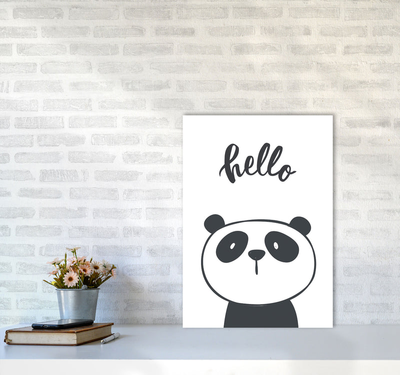 Hello Panda Modern Print Animal Art Print A2 Black Frame