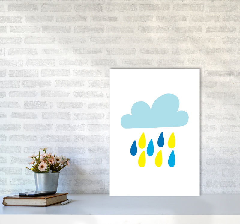 Blue Rain Cloud Modern Print A2 Black Frame