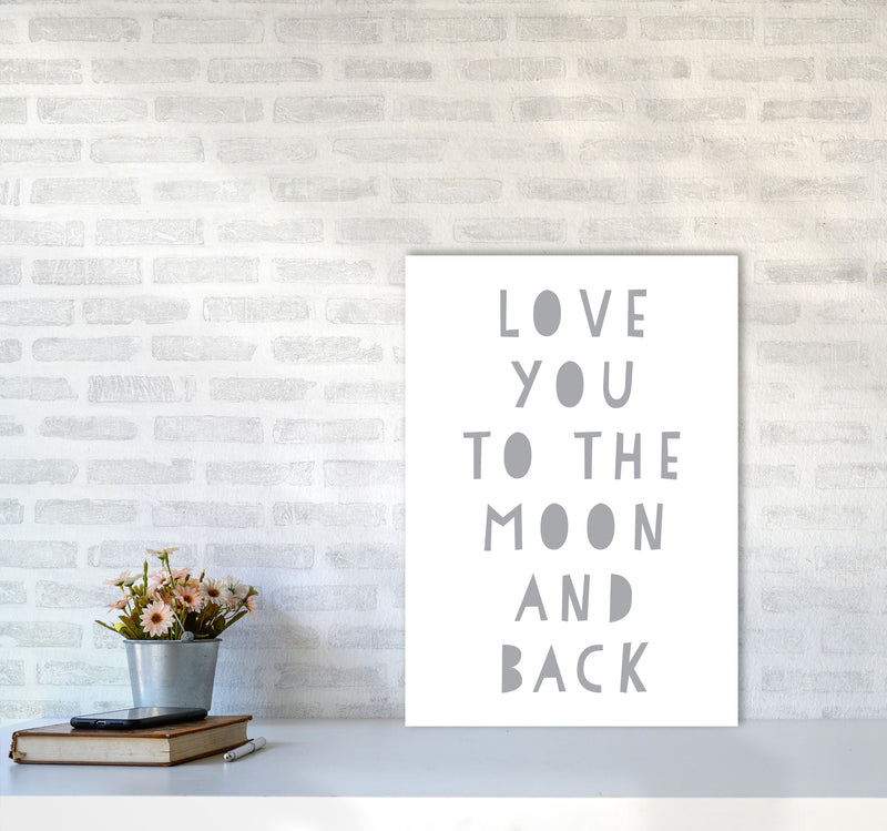 Love You To The Moon And Back Grey Framed Typography Wall Art Print A2 Black Frame