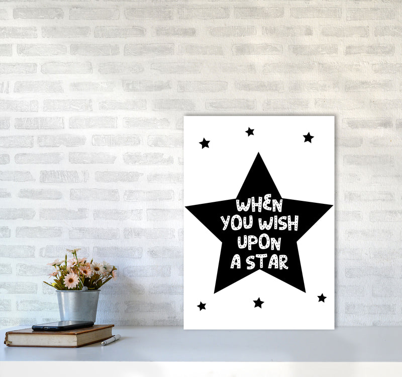 Wish Upon A Star Black Framed Nursey Wall Art Print A2 Black Frame