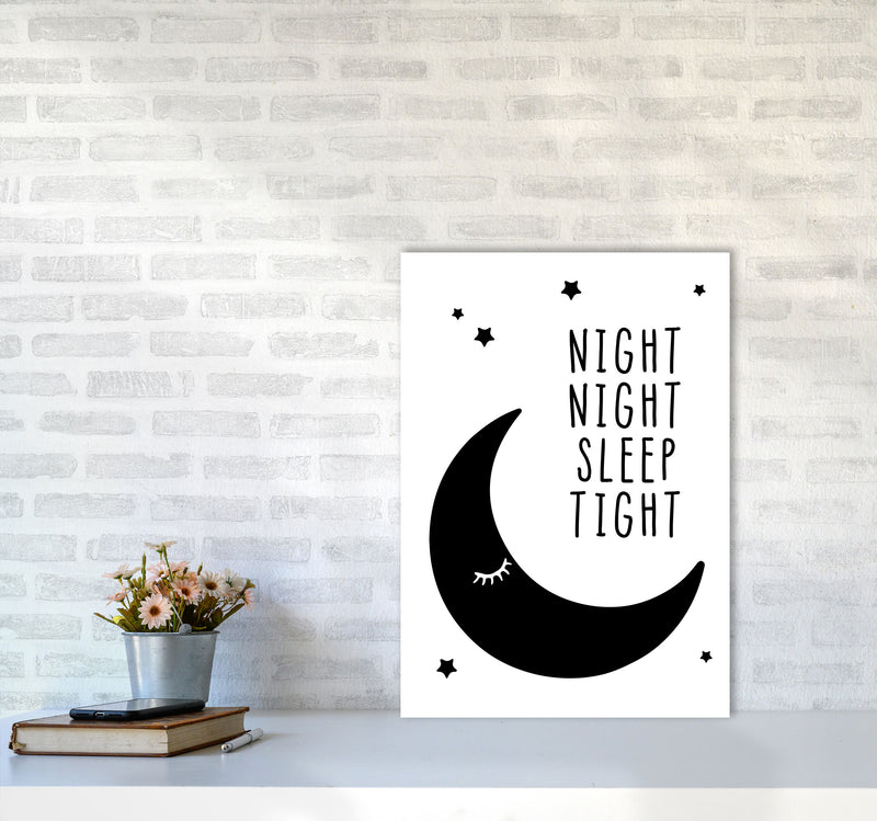 Night Night Moon Black Framed Nursey Wall Art Print A2 Black Frame