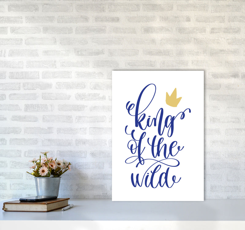 King Of The Wild Blue Framed Typography Wall Art Print A2 Black Frame