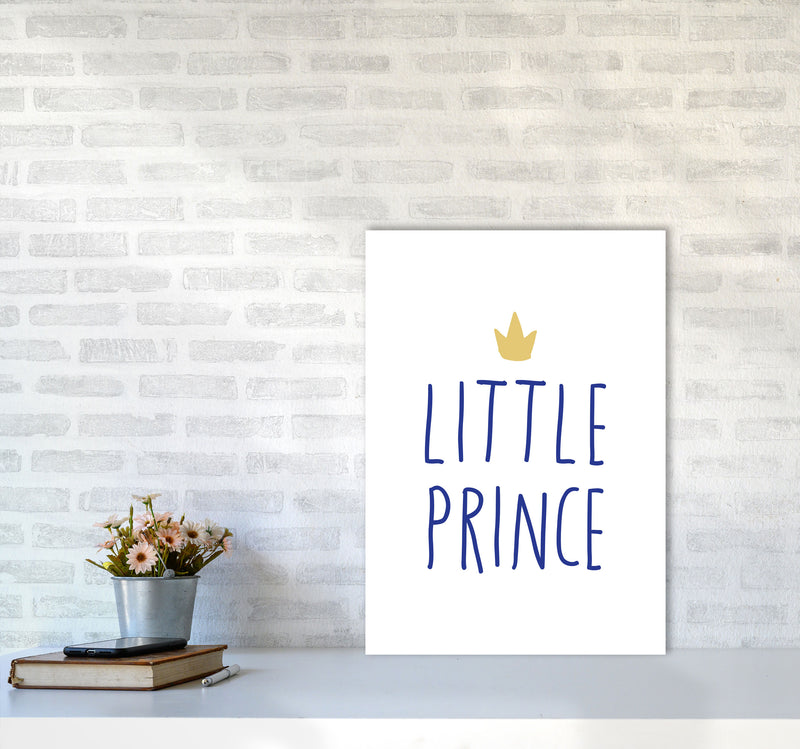 Little Prince Navy And Gold Framed Nursey Wall Art Print A2 Black Frame