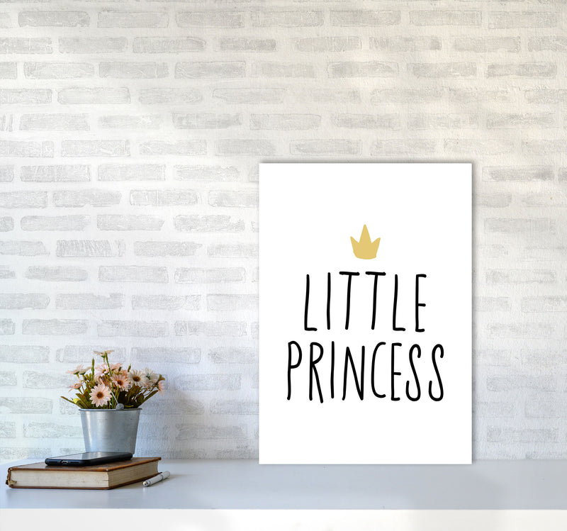 Little Princess Black And Gold Framed Nursey Wall Art Print A2 Black Frame
