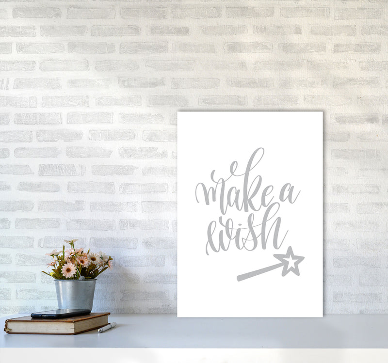 Make A Wish Grey Framed Typography Wall Art Print A2 Black Frame