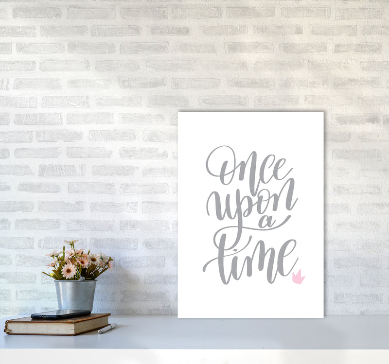 Once Upon A Time Grey Framed Typography Wall Art Print A2 Black Frame