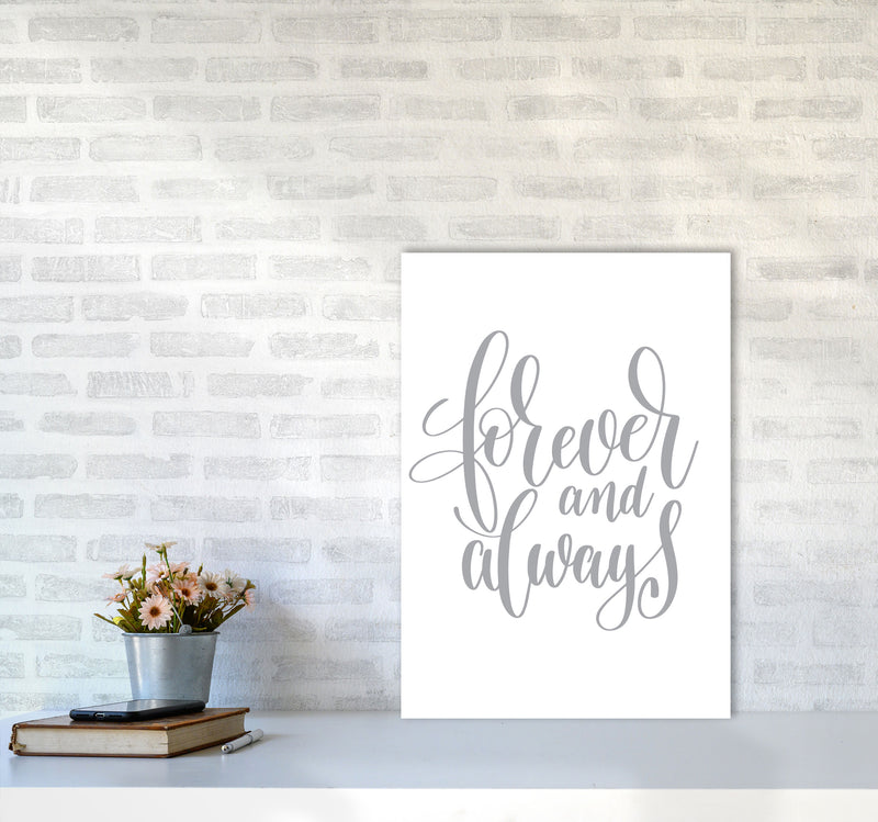 Forever And Always Grey Framed Typography Wall Art Print A2 Black Frame
