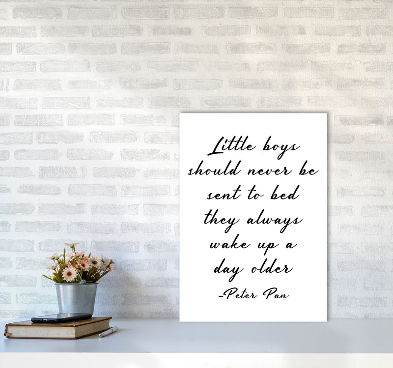 Little Boys Peter Pan Quote Framed Nursey Wall Art Print A2 Black Frame