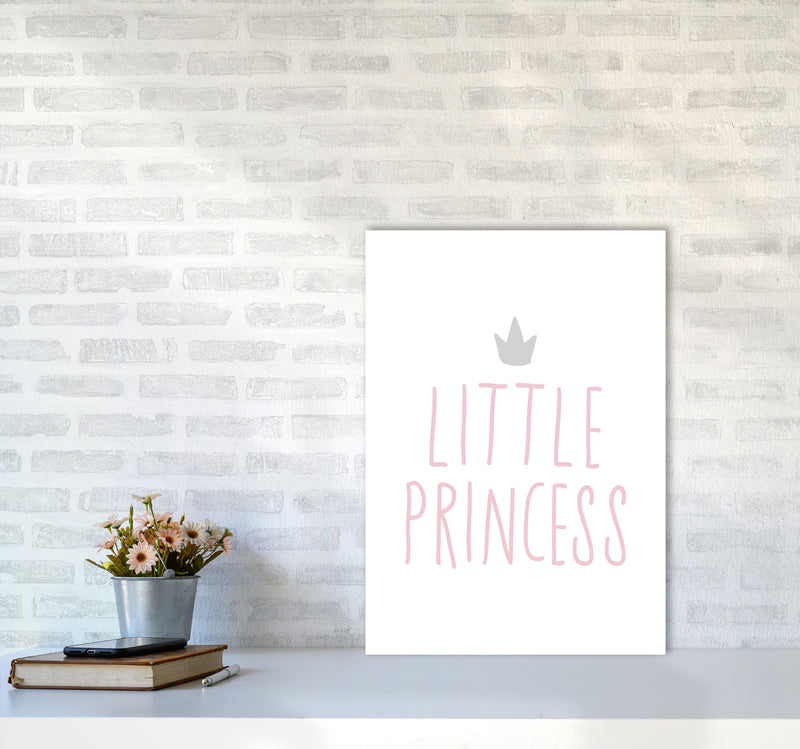 Little Princess Pink And Grey Framed Nursey Wall Art Print A2 Black Frame