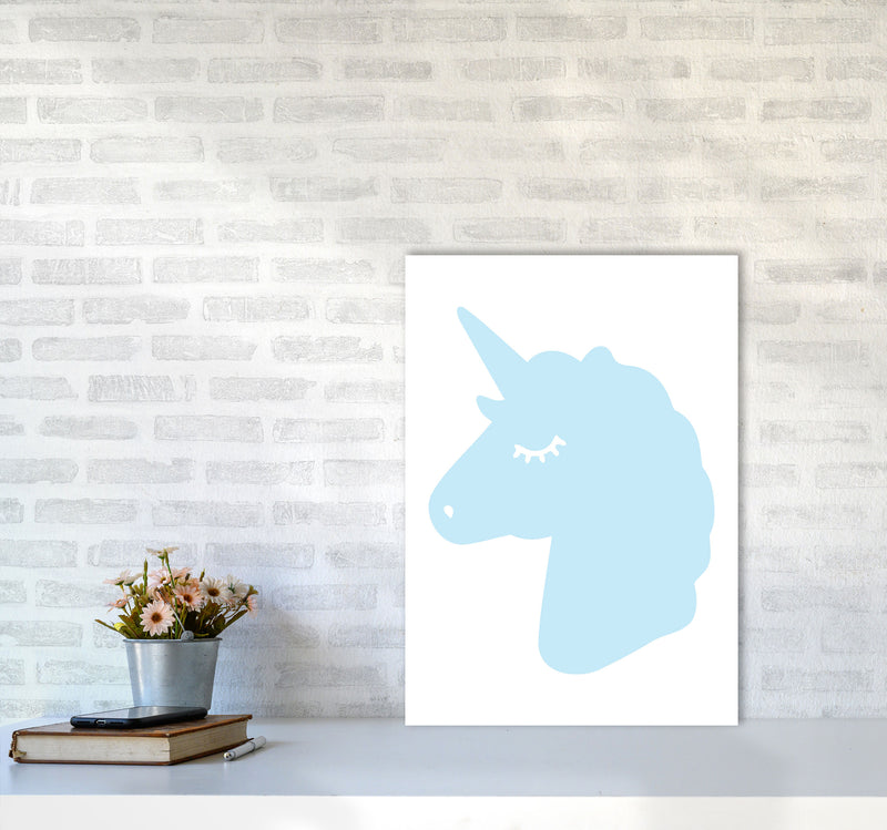 Blue Unicorn Head Modern Print Animal Art Print A2 Black Frame