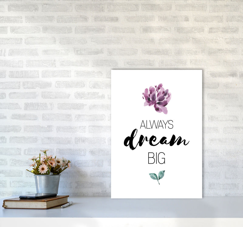 Always Dream Big Purple Floral Framed Typography Wall Art Print A2 Black Frame