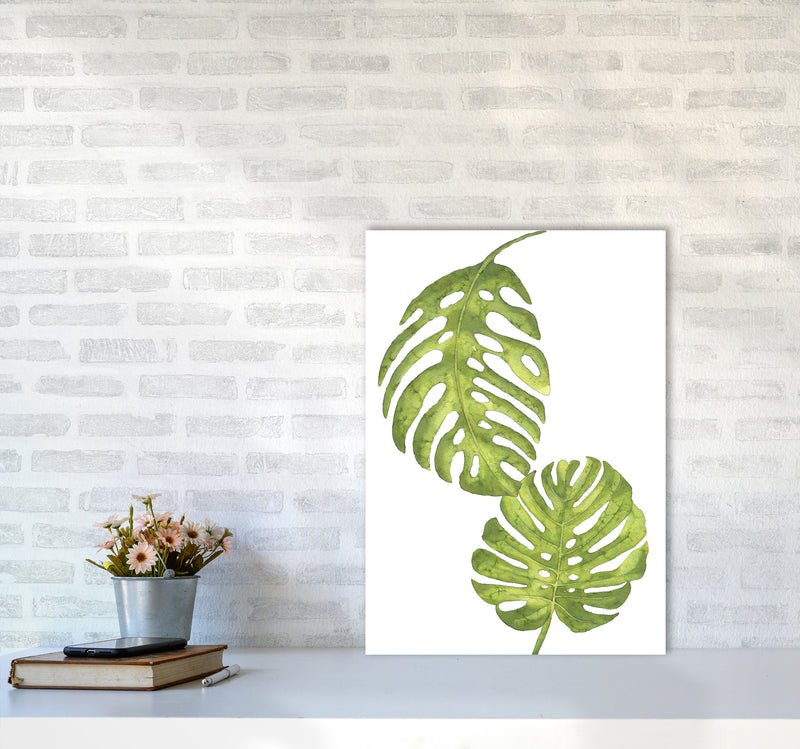 Monstera Leaf Modern Print, Framed Botanical & Nature Art Print A2 Black Frame