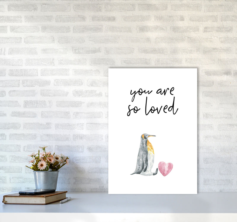 Penguin You Are So Loved Framed Nursey Wall Art Print A2 Black Frame