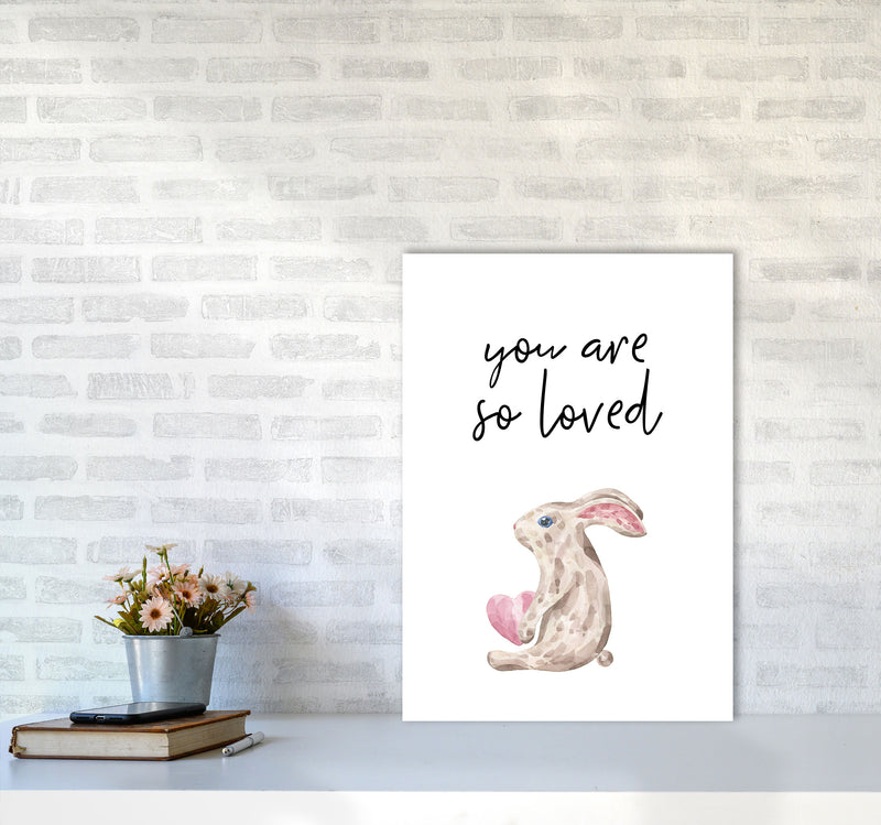 Bunny You Are So Loved Framed Nursey Wall Art Print A2 Black Frame