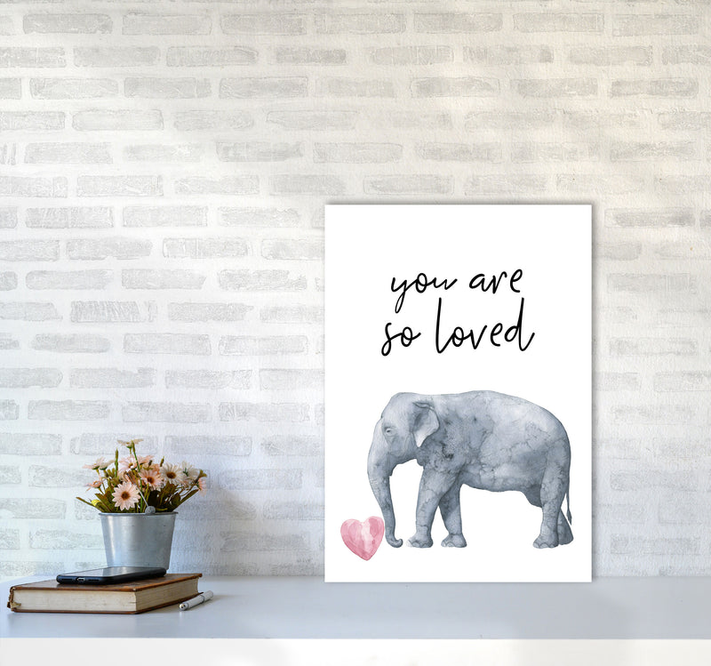 Elephant You Are So Loved Framed Nursey Wall Art Print A2 Black Frame