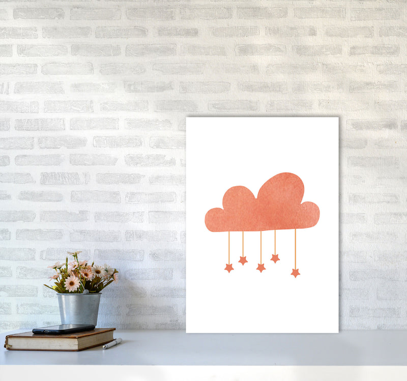 Peach Cloud Watercolour Modern Print A2 Black Frame