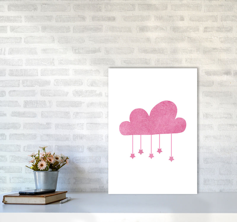 Pink Cloud Watercolour Modern Print A2 Black Frame