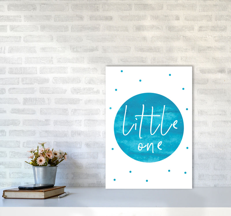 Little One Turquoise Watercolour Modern Print A2 Black Frame