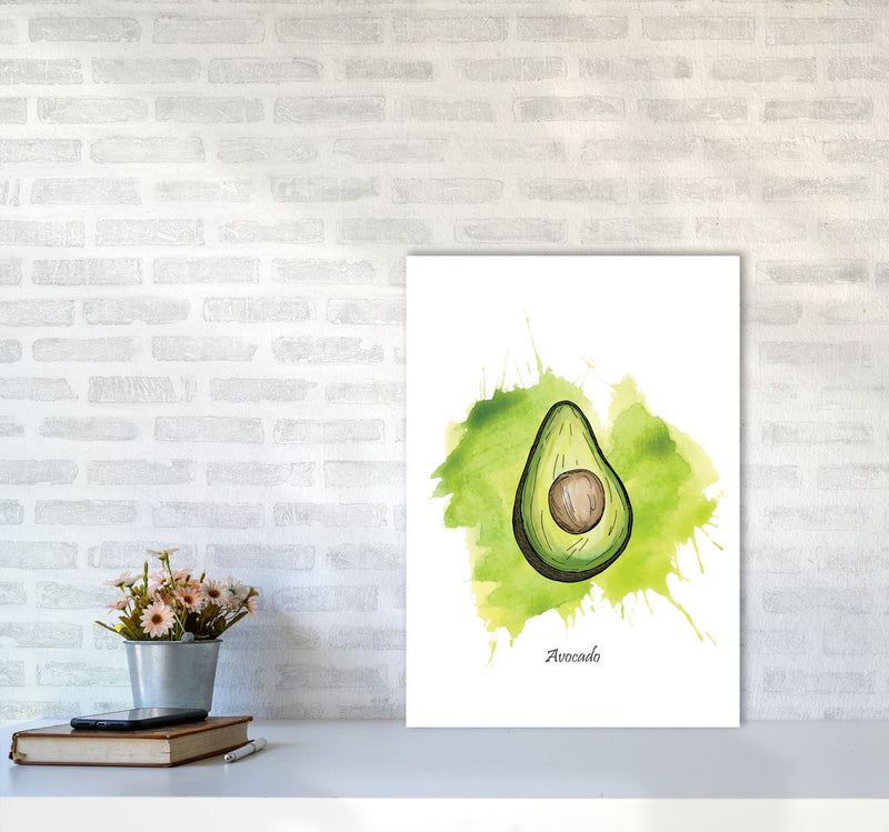 Avocado Modern Print, Framed Kitchen Wall Art A2 Black Frame