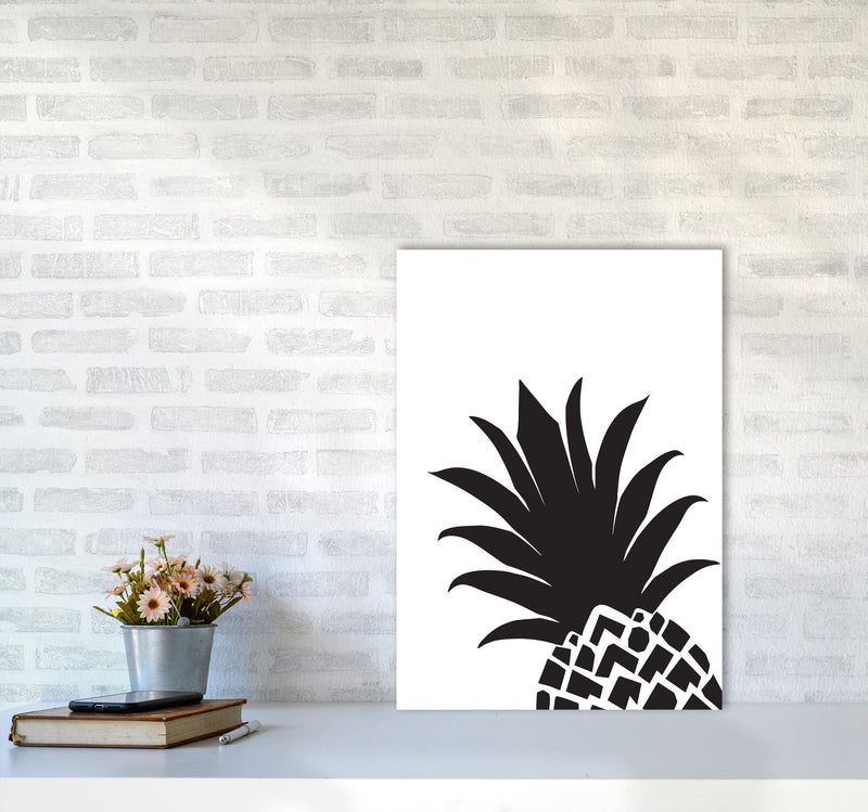 Black Pineapple 1 Modern Print, Framed Kitchen Wall Art A2 Black Frame