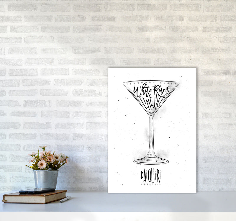 Daiquiri Cocktail Modern Print, Framed Kitchen Wall Art A2 Black Frame