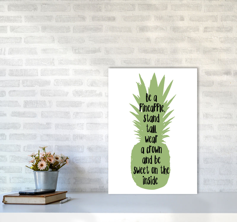 Be A Pineapple Green Framed Typography Wall Art Print A2 Black Frame